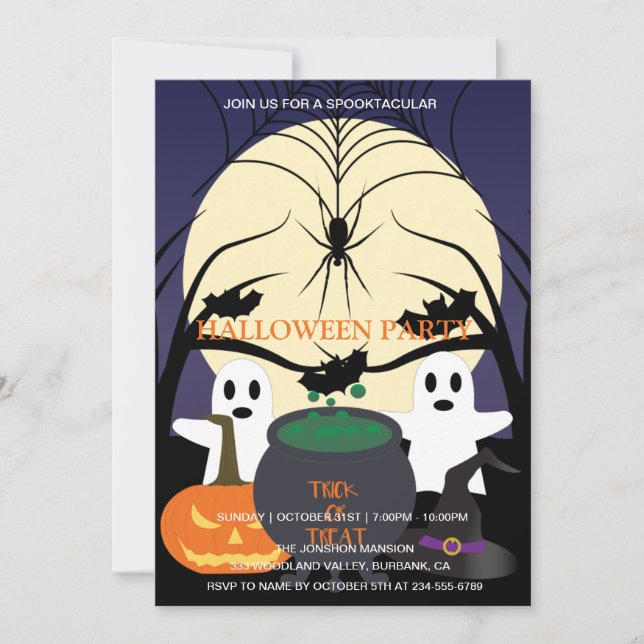 Spooktaculär Mörk Vintage Gothic Halloween fest Inbjudningar (Framsida)