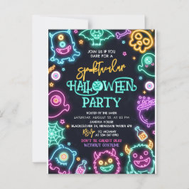Spooktacular Neon Halloween Birthday-inbjudan Vykort