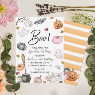 Spooktacular Party First Birthday Baby Shower Inbjudningar