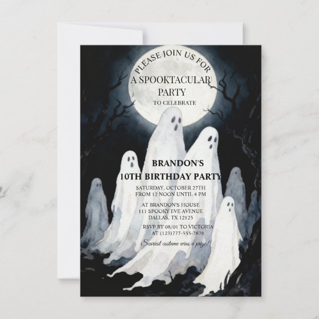 Spooktacular Party Halloween Ghost 10:e födelsedag Inbjudningar (Framsida)