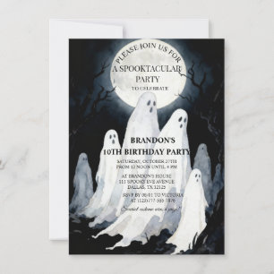 Spooktacular Party Halloween Ghost 10:e födelsedag Inbjudningar