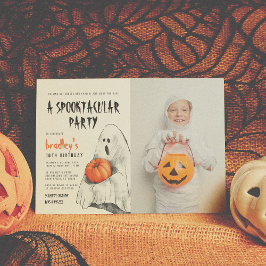 Spooktacular Party Halloween Ghost Photo Birthday Inbjudningar