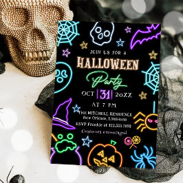 Spooktacular Party Neon Glow Halloween fest Inbjudningar