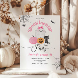 Spooktacular party tjej Halloween-födelsedag Inbjudningar