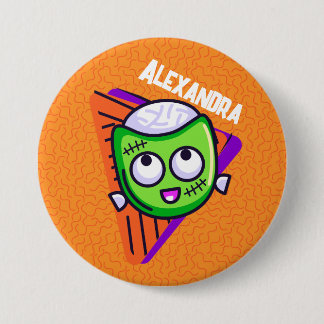 Spooktacular Personalized Zombie Button - orange Knapp