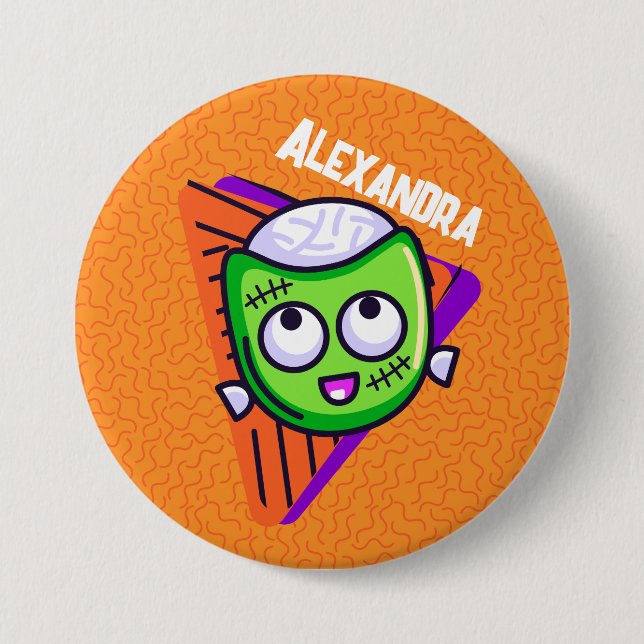 Spooktacular Personalized Zombie Button - orange Knapp (Framsida)