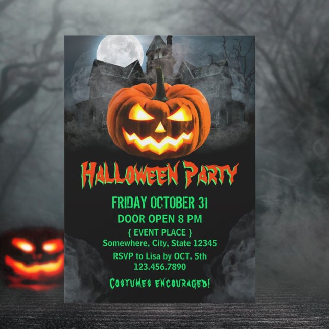 Spooktacular Pumpkin Haunted House Halloween fest Inbjudningar (Skapare uppladdad)
