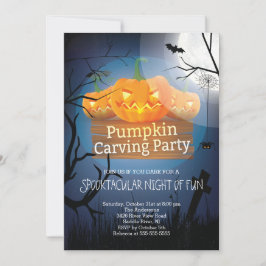 Spooktacular rolig pumpa som snider partyet inbjudningar