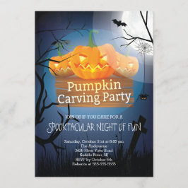 Spooktacular rolig pumpa som snider partyet inbjudningar