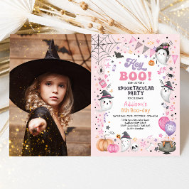 Spooktaculär Rosa Ghost Halloween Birthday Girl Inbjudningar