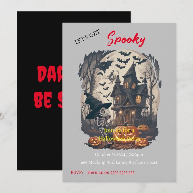 Spooktacular Scary Halloween-inbjudan Inbjudningar (Fram/baksida)