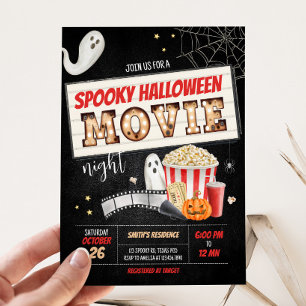 Spooktacular Scary Halloween Movie Night Party Inbjudningar