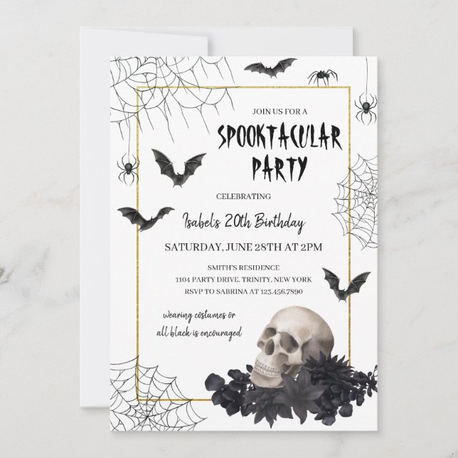 Spooktacular Skull Halloween Birthday Inbjudningar (Framsida)
