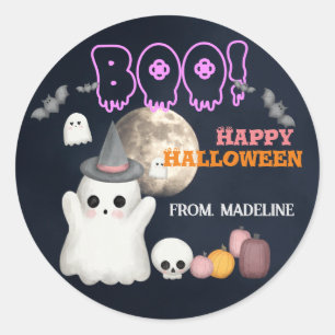 Spooktacular Söta Halloween fest-inbjudningar Runt Klistermärke