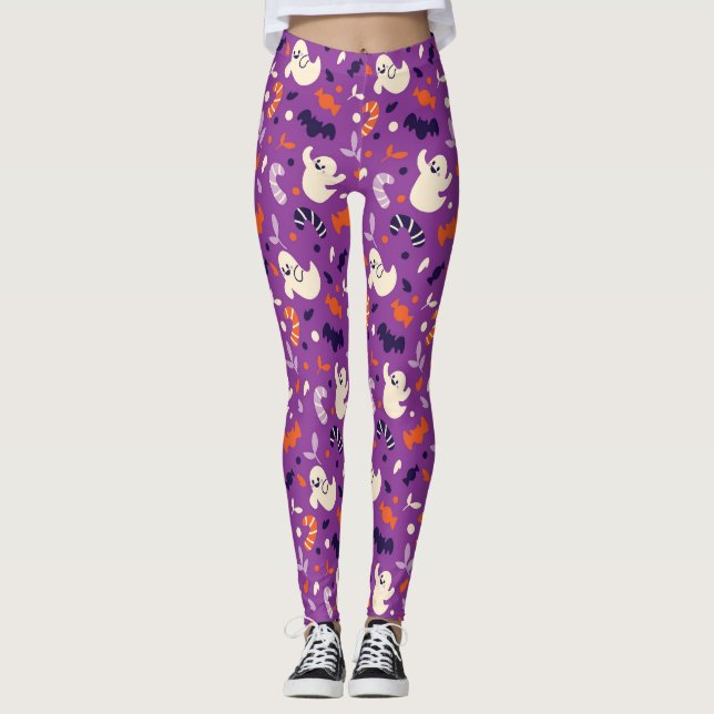 Spooktacular Spöken Halloween Leggings (Framsida)