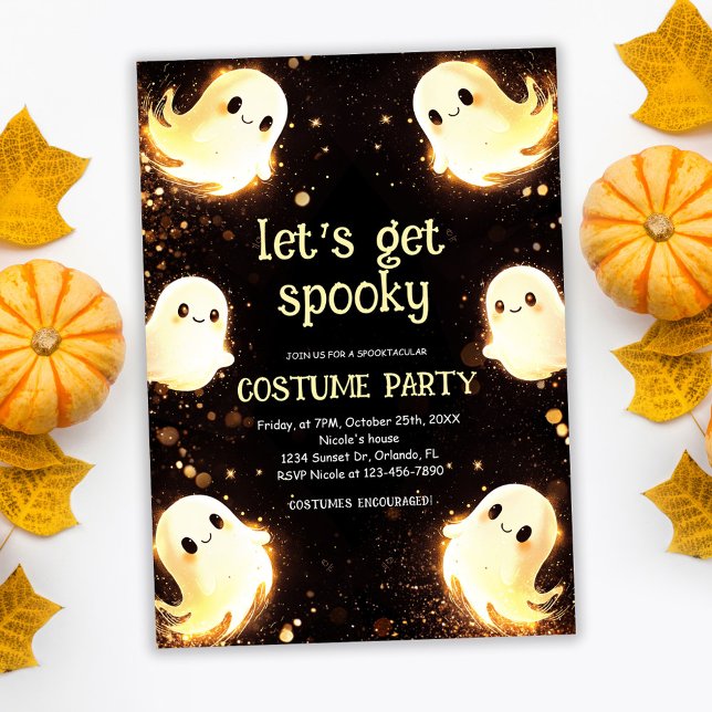 Spooktacular Spöken Kids Halloween Costume Party Inbjudningar (Spooktacular Ghosts Kids Halloween Costume Party Invitation)