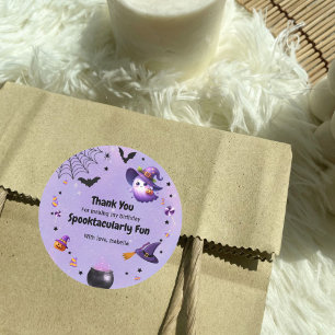 Spooktacular Tack Cute Ghost Halloween Lila Runt Klistermärke