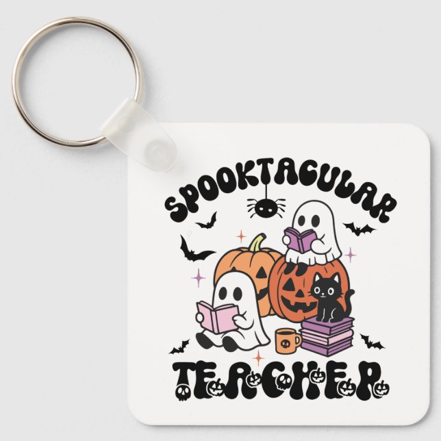 Spooktacular Teacher Cute Spöken Halloween Nyckelring (Framsida)