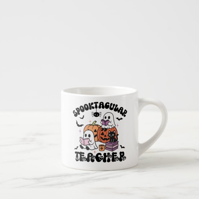 Spooktacular Teacher Halloween-Cute Bookish Spöken Espressomugg (Höger)