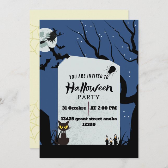 Spooktacular Vibes Halloween Ghost Birthday Invit Inbjudningar (Fram/baksida)