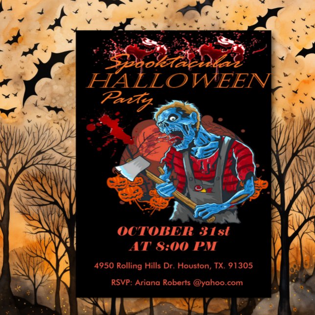 Spooktaculär Vuxen Bloody Ghoul Halloween Inbjudningar (Skapare uppladdad)