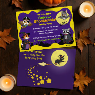 Spooktacular Woodland Animals i Costume Birthday Inbjudningar