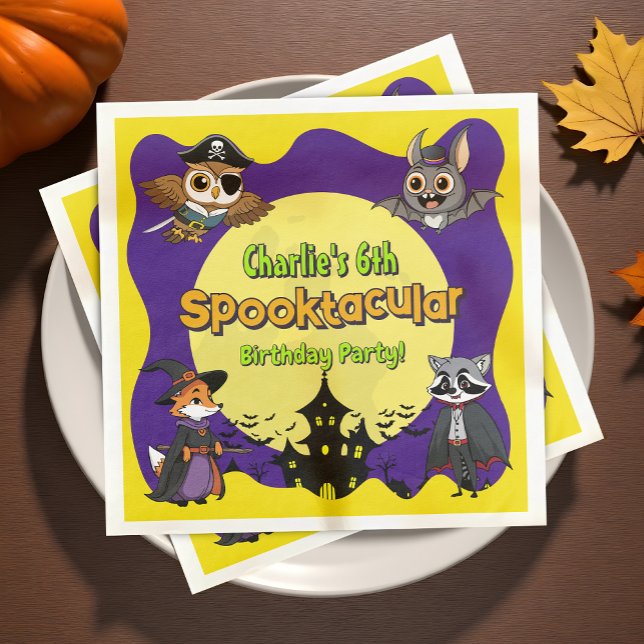Spooktacular Woodland Animals i Costume Birthday Pappersservett (Skapare uppladdad)
