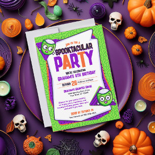 Spooktacular Zombies Grönt Birthday Investigation Inbjudningar