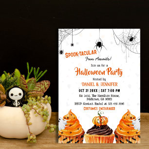 Spooktaculära söta muffinsar pumpa Halloween fest Inbjudningar