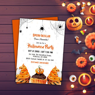 Spooktaculära söta muffinsar pumpa Halloween fest Inbjudningar