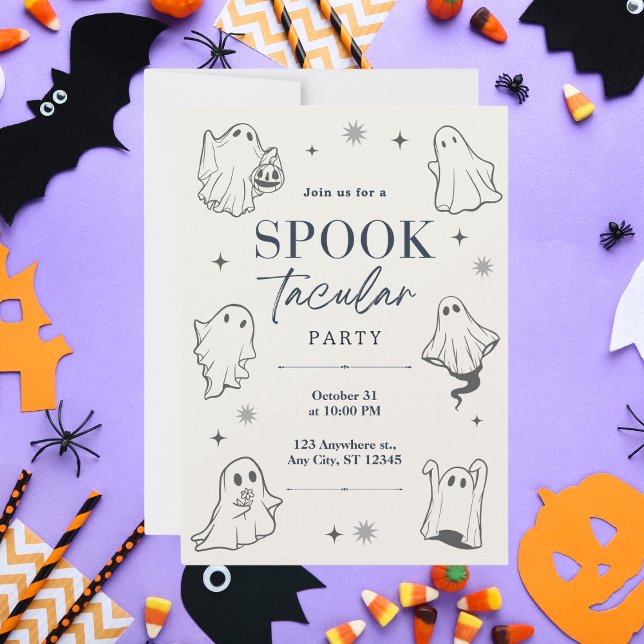 Spooktaculärt Ghost-ThLED Halloween Inbjudningar (Skapare uppladdad)