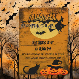 Spooktaculärt katt och beck Halloween fest Inbjudningar
