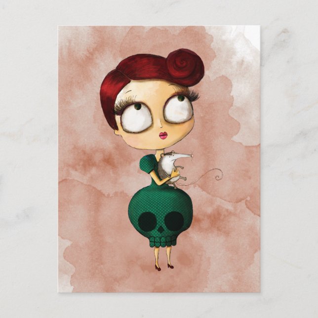 Spookusflicka med Opossum Vykort (Framsida)
