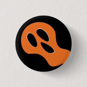 Spookussvart och orange skrämmande spöke ansikte H Knapp