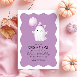 Spooky 1:a födelsedag Lila Blegon Inbjudningar