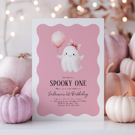 Spooky 1:a födelsedag Rosa Blegon Inbjudningar
