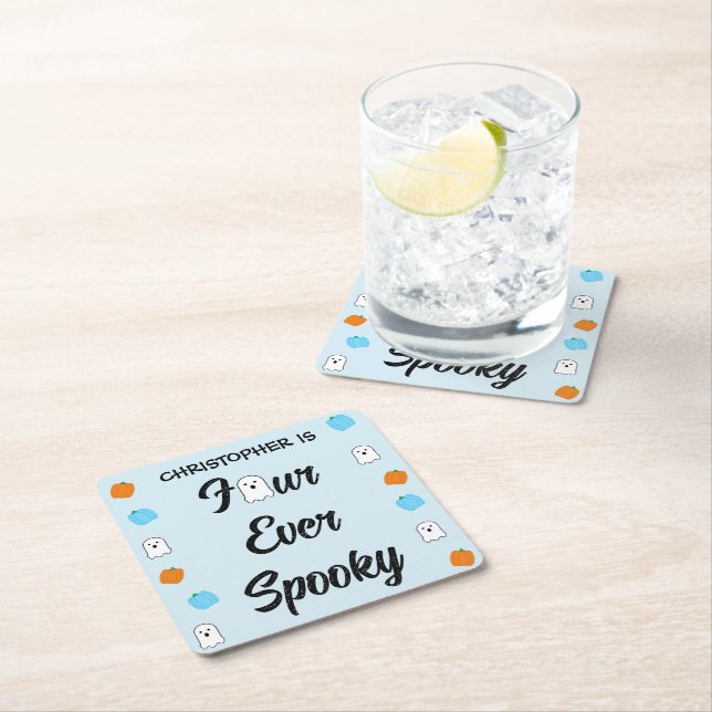 Spooky 4e födelsedagen underlägg papper kvadrat (Insitu)