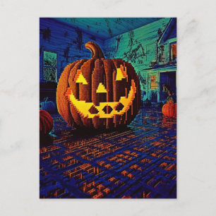 Spooky 8-bitars Jack o lantern Vykort