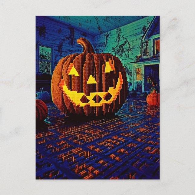 Spooky 8-bitars Jack o lantern Vykort (Framsida)