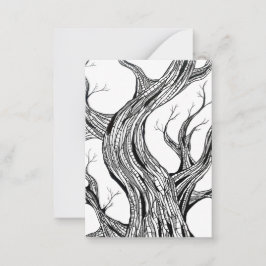 Spooky Abstract Tree Pen Drawing Art Anteckningskort