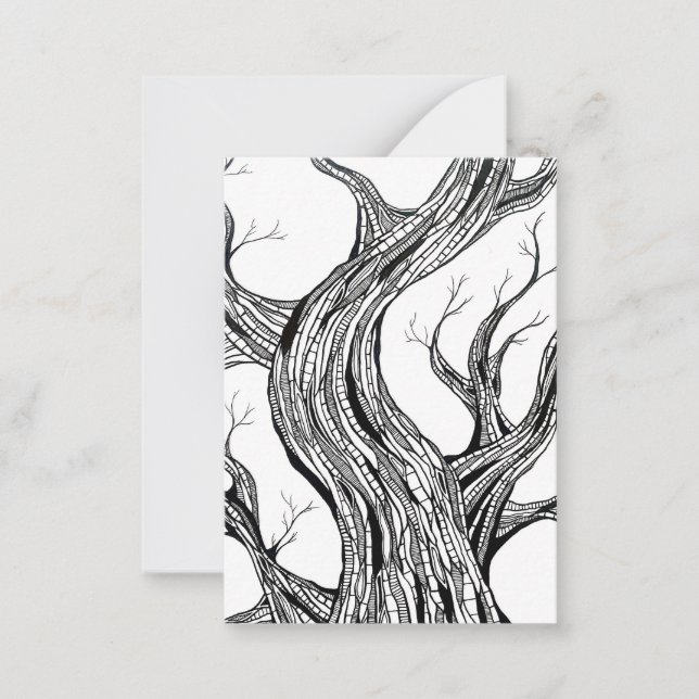 Spooky Abstract Tree Pen Drawing Art Anteckningskort (Framsida)
