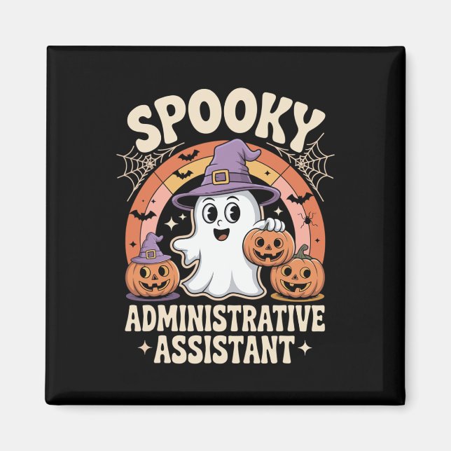 Spooky Administrative Istant Ghost Pumpkin Hallowe Magnet (Framsidan)