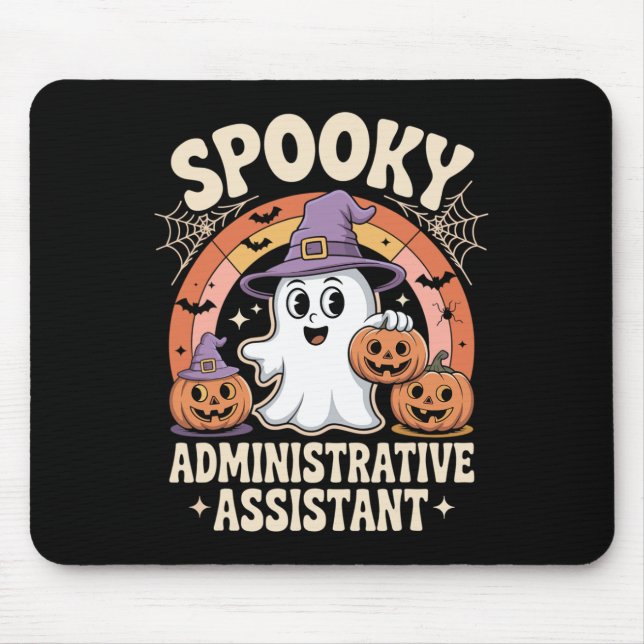 Spooky Administrative Istant Ghost Pumpkin Hallowe Musmatta (Framsidan)