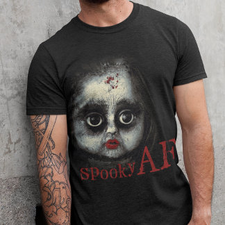 Spooky AF Creepy Goth Doll Ansikte Halloween T Shirt