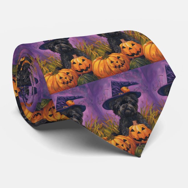Spooky Affenpinscher Halloween Witch och Pumpkin Slips (Rullad)