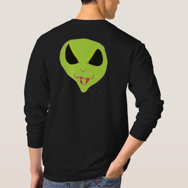 Spooky Alien ansikte fangs Shirts Tee (Baksida)