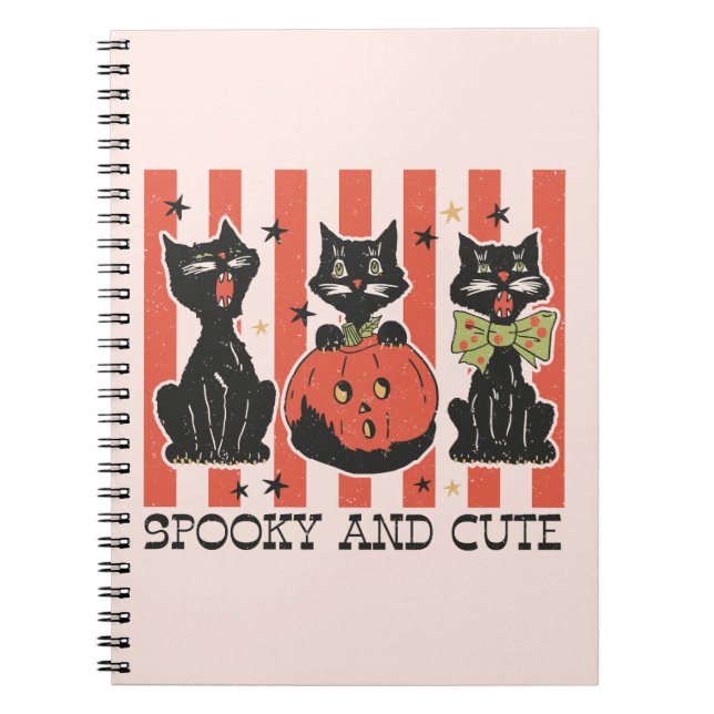 Spooky and Cute - Black Cat and Pumpkin Anteckningsbok (Framsidan)