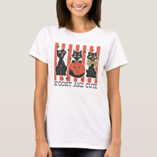 Spooky and Cute - Black Cat and Pumpkin T Shirt