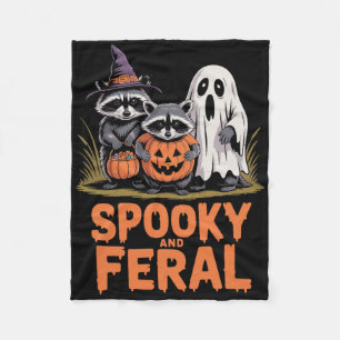 Spooky and Feral Halloween Ghost Raccoon Opossum Fleecefilt