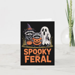 Spooky and Feral Halloween Ghost Raccoon Opossum Kort